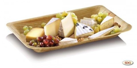 PIATTO RETTANGOLARE IN FOGLIA DI PALMA 24X16 PZ.25