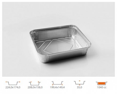 CONTENITORE IN ALLUMINIO 4 PORZIONI PZ.100 