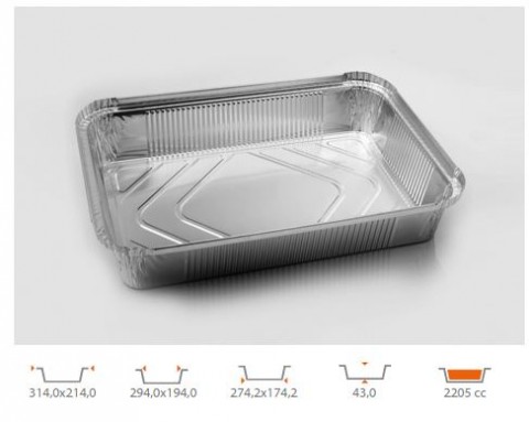 CONTENITORE IN ALLUMINIO 6 PORZIONI PZ.100