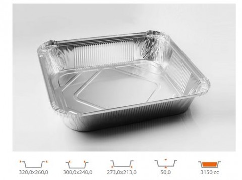 CONTENITORE IN ALLUMINIO 8 PORZIONI PZ.100 