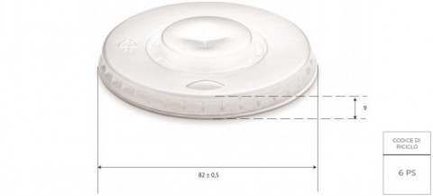  Coperchio piatto in plastica per bicchiere bibita in cartoncino 37M  pz.100