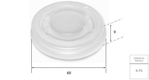  Coperchio piano in polistirene per bicchiere in cartoncino da 3oz pz.100