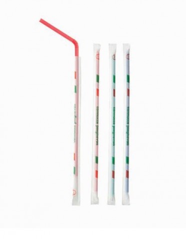 Cannucce incartate singolarmente in plastica colorata cm.21 mm.Ø7 pz.500