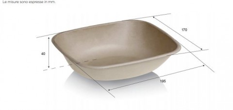 PIATTO RETTANGOLARE ML.600 IN POLPA NATURE PZ.125