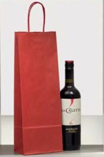 SHOPPER PORTABOTTIGLIA IN CARTA SEALING ROSSO 14+9x40cm.