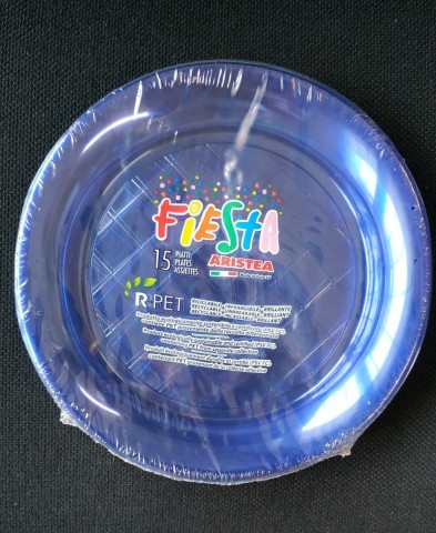 Piatti piani R-PET Ø20 azzurro pz.15